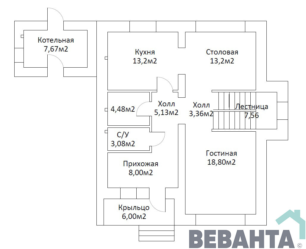 Внутренняя планировка 1-го этажа