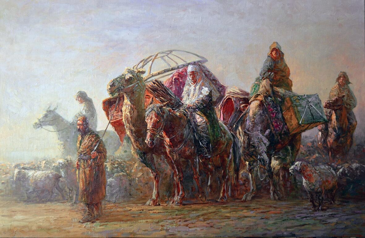Перекочёвка киргизов. Художник Евгений Ким. Иллюстрация взята на сайте pikabu.ru
