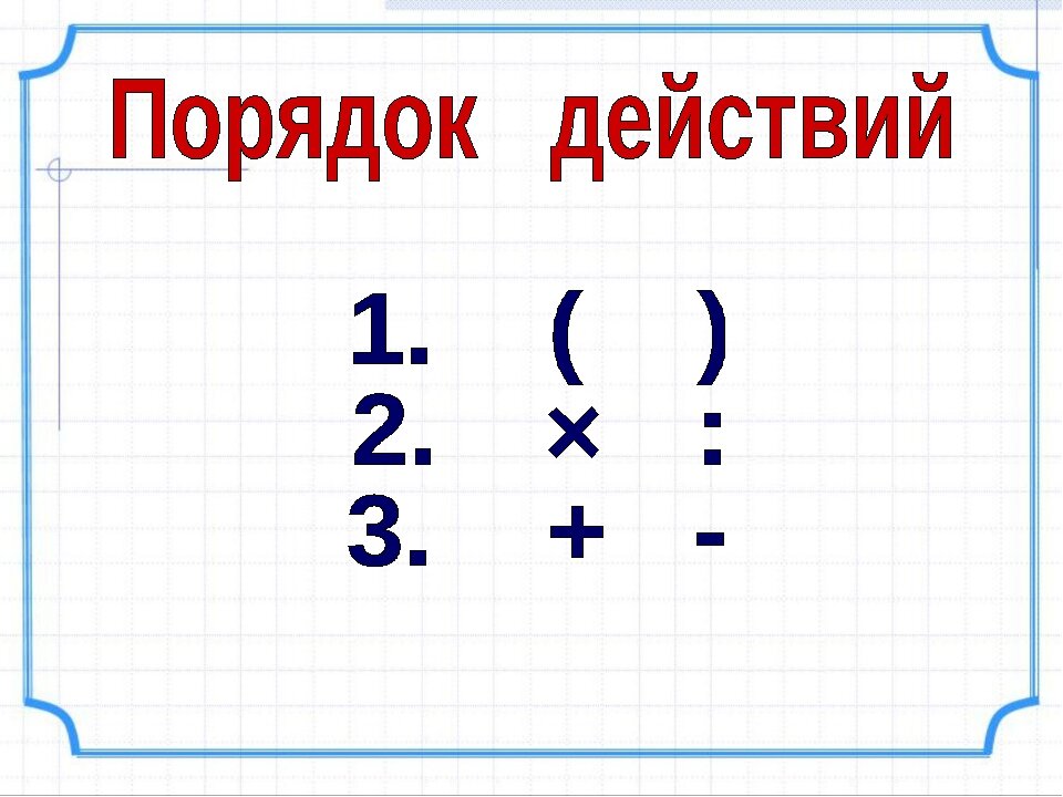 Порядок действий