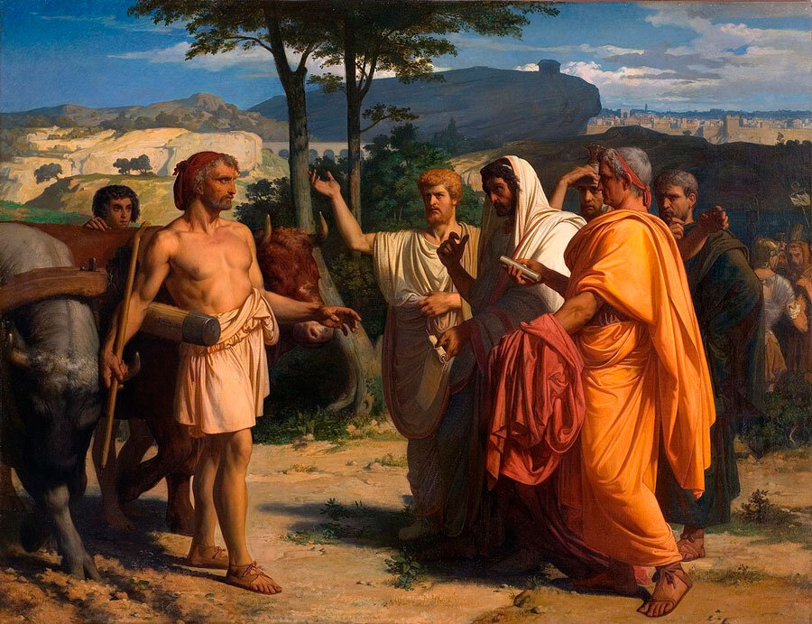 Александр Кабанель. Цинциннат, принимающий депутатов Сената, 1843