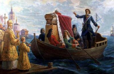 Петр Первый привозит контейнер с останками в Петербург.