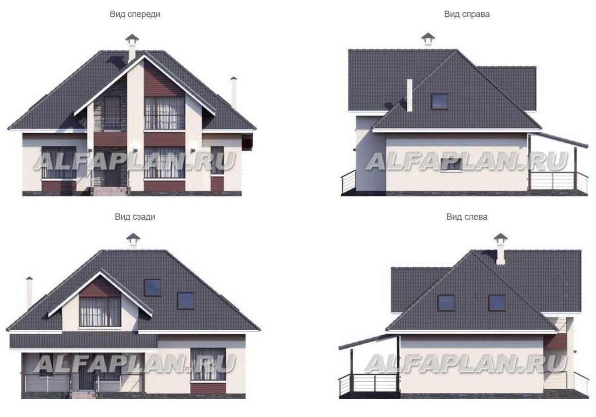 Фасады дома по проекту "Кассиопея" 429Е смотрятся современно и при этом экономичны в исполнении. Для их отделки использована штукатурка с покраской, деревянные панели и искусственный камень.