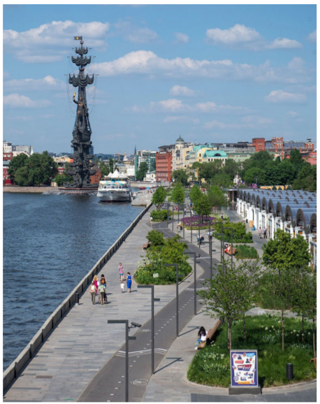 Променад на Крымской набережной в парке «Музеон» в Москве, арх.бюро Wowhaus