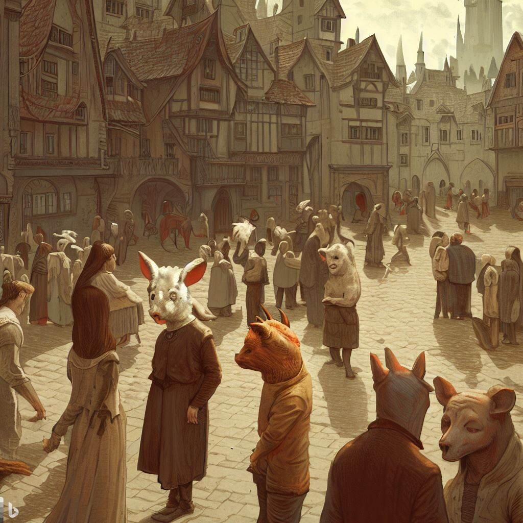 Жители города на центральной площади