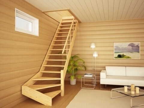  Поворотная лестница из дерева