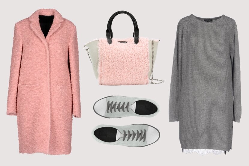 Пальто MSGM  Платье TWIN-SET SIMONA BARBIERI  Сумка DIESEL  Кроссовки SWEAR