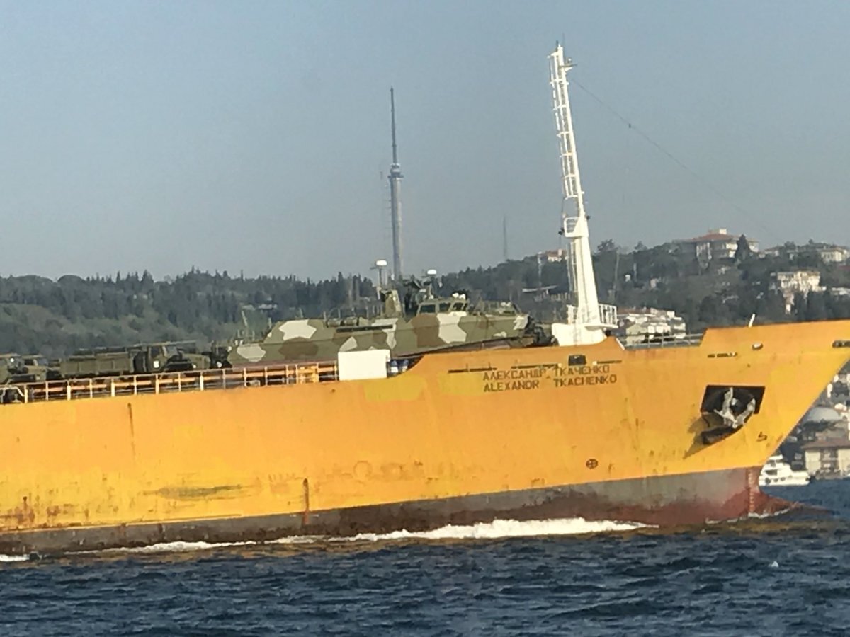 Russian ro-ro ship Alexandr Tkachenko shipping military staff to #irya via Bosporus channel