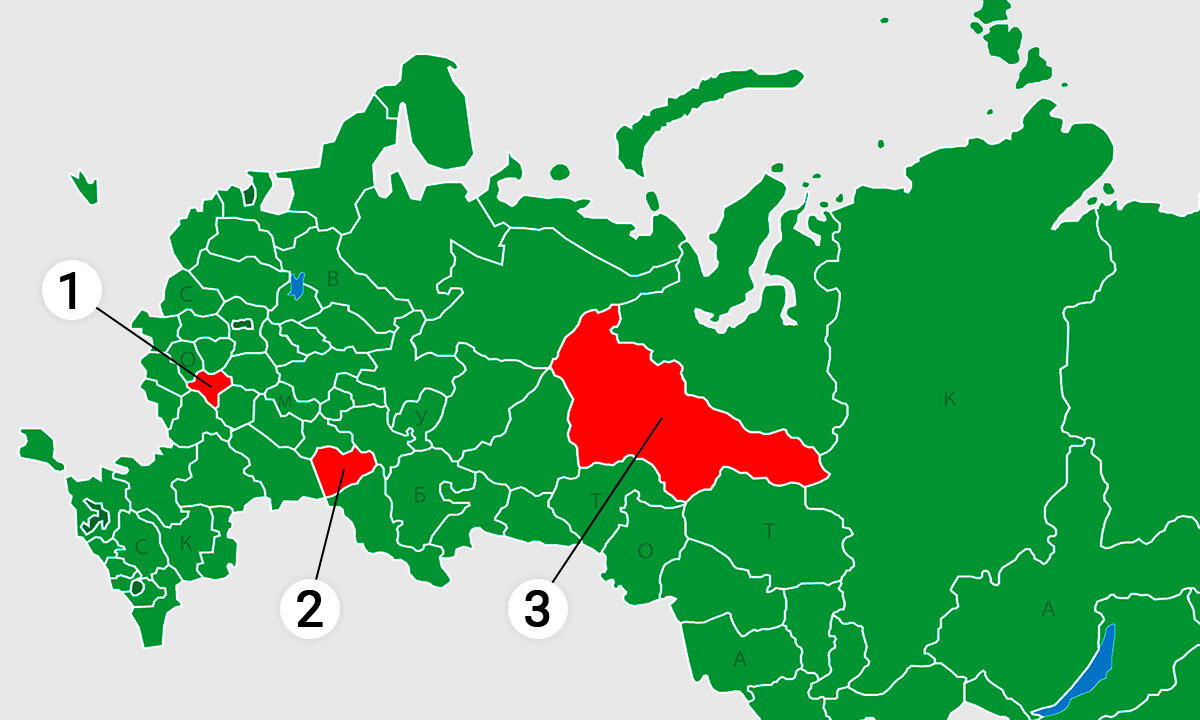 Что за субъекты отмечены на карте?