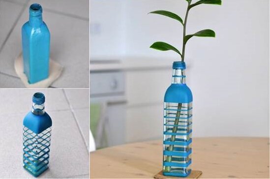 Как сделать шикарную вазу из ткани и бутылки