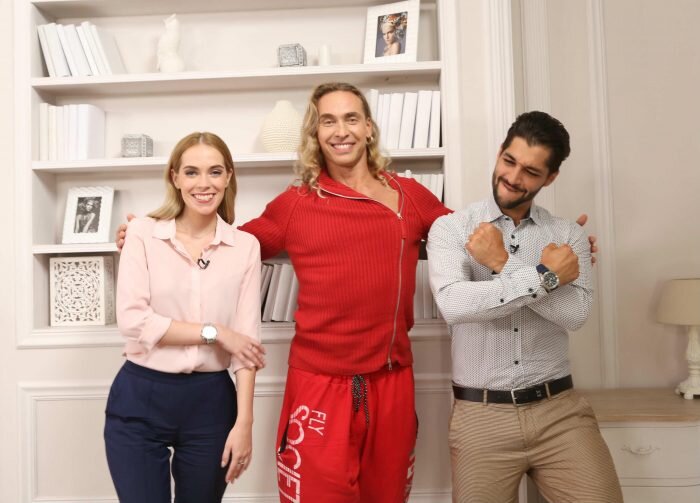 КОРРЕСПОНДЕНТ TELEPROGRAMMA.PRO ПОЛИНА ЩЕКИНА, ВЕДУЩИЙ «ВИТАМИН-ШОУ» НА ТЕЛЕКАНАЛЕ «ЖИВИ!» ГИВИ ТВАЛТВАДЗЕ И СЕРГЕЙ ГЛУШКО