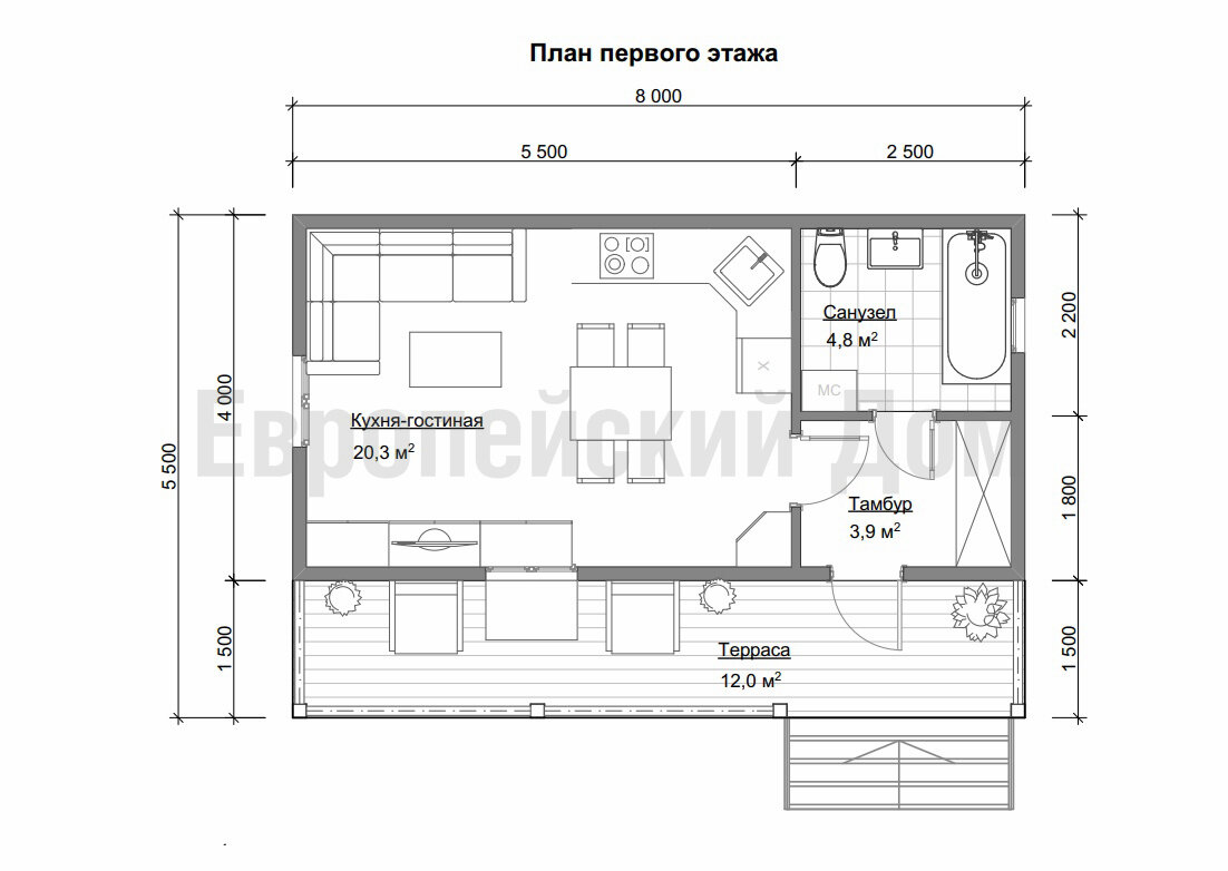 Отличный одноэтажный домик 5х8 для узких участков | Проекты Домов.  Строительство. | Дзен