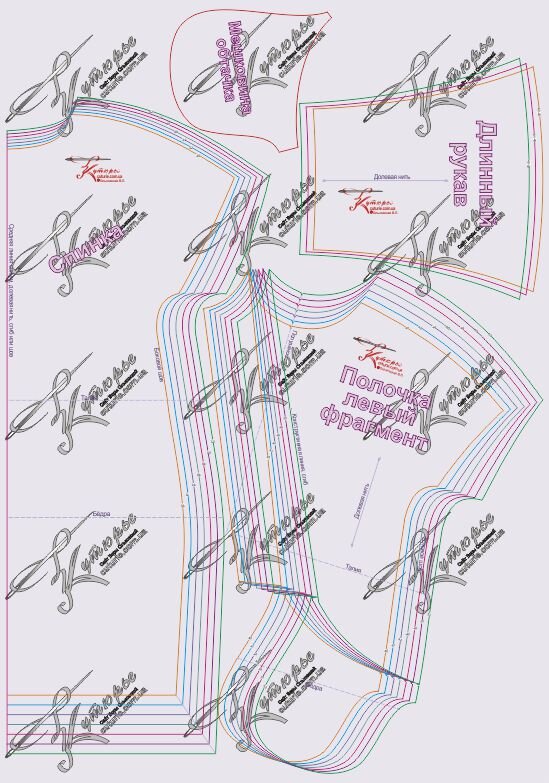 Выкройка основа спинки платья и лекало размоделированной полочки