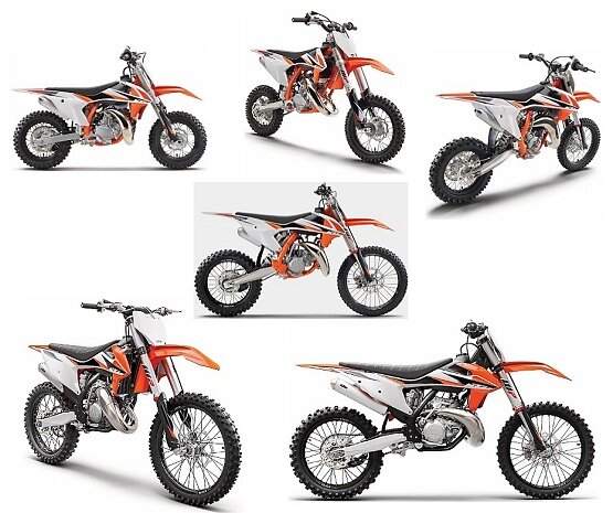 Линейка двухтактных кроссовых моделей KTM 2021 года - 50SX Mini, 50SX, 65SX, 85SX, 125/150SX и 250SX