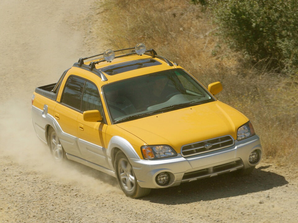 Четырехдверный полноприводный Ute-пикап Subaru Baja, созданный на базе модели Outback, производился с 2002 до 2006 года на американском заводе компании. Он создавался как машина для активного отдыха, грузовая платформа была совсем небольшой (длина — чуть больше метра), зато задняя стенка машины и второй ряд кресел могли складываться, обеспечивая дополнительное место для груза. Subaru Baja оснащался 2,5-литровым оппозитным двигателем мощностью 165 л. с., а с 2003 года еще и его турбированной версией, развивавшей 210 сил. Коробки передач — пятиступенчатая «механика» или четырехдиопазонный «автомат», привод — только полный. Пикап официально продавался в США, Канаде и Чили, а в 2003 году партия из полутора сотен машин была отправлена на немецкий рынок. В «Субару» рассчитывали ежегодно продавать 24 тысячи таких автомобилей, но в итоге спрос на него оказался гораздо ниже. За четыре с лишним года производства было сделано 30 тысяч ютовов .