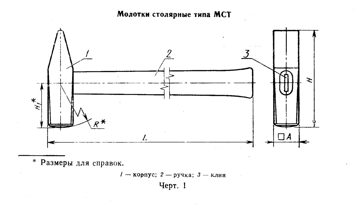 Технический рисунок молотка