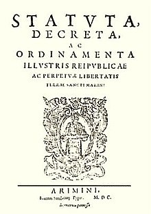 Первая конституция Сан-Морино