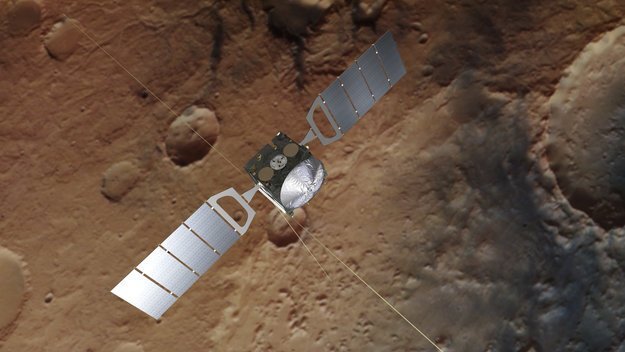 На снимке: Художественное видение зонда Mars Express над Марсом. Источник: ESA 