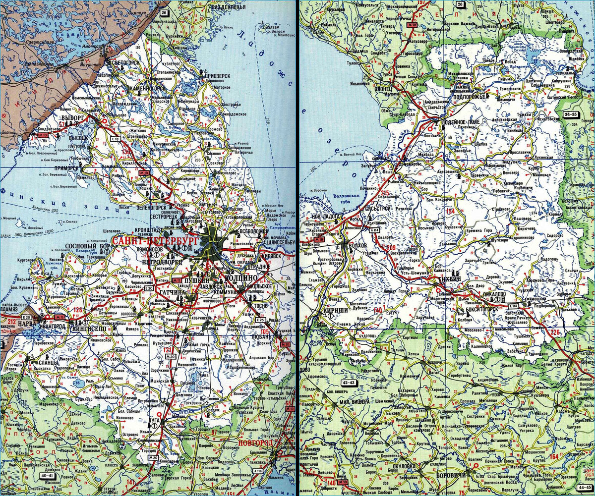 Карта автодорог ленинградской области подробная