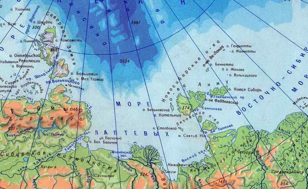 Подпишите на карте следующие объекты моря баренцево белое карское лаптевых восточно контурная карта