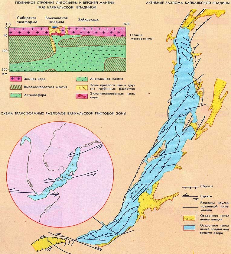 Схема разломов Байкальской рифтовой зоны.