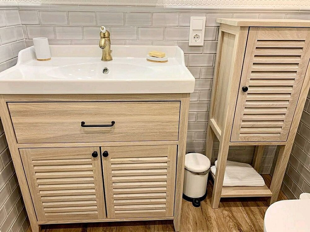 Практичный, бюджетный и стильный шкафчик в ванную практически за копейки