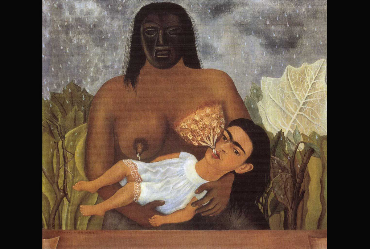 Моя нянька и я, 1937. Масло, металл. 35×39,8 см (Фрида Кало)