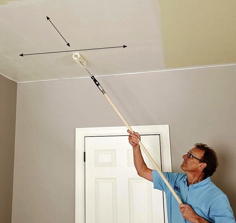 Как покрасить потолок без разводов и брызг