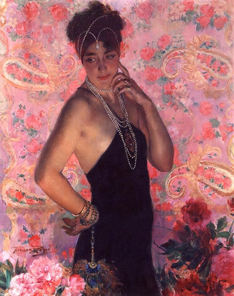 Герман Джон Джозеф Ричир. Женщина с жемчугами. 1918. Масло, холст. Частная коллекция. Источник иллюстрации: The Athenaeum