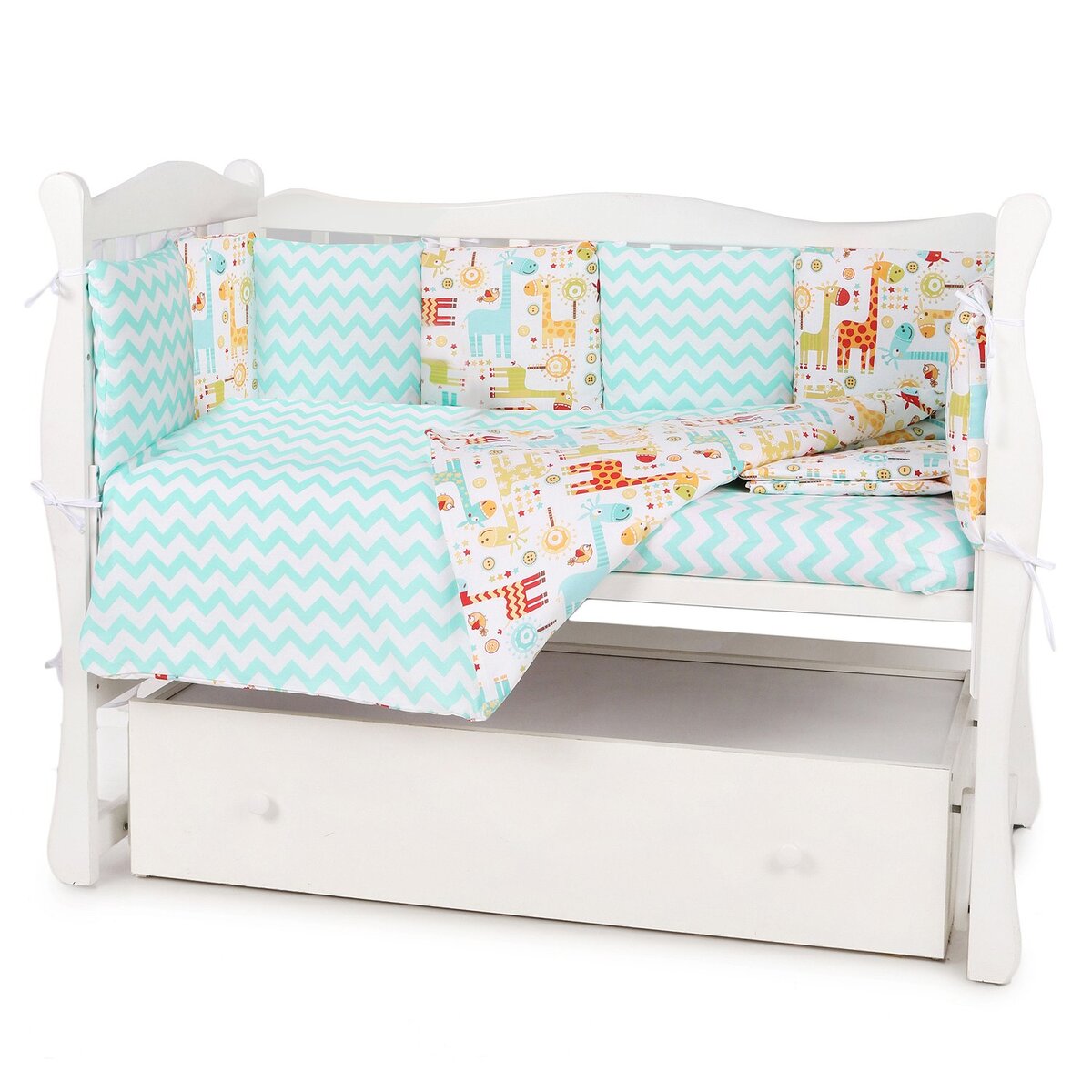 Бортик в кроватку Amarobaby Африка 12 подушек ABDM-3112-Gi (фото из интерне-магазина "Детский мир").