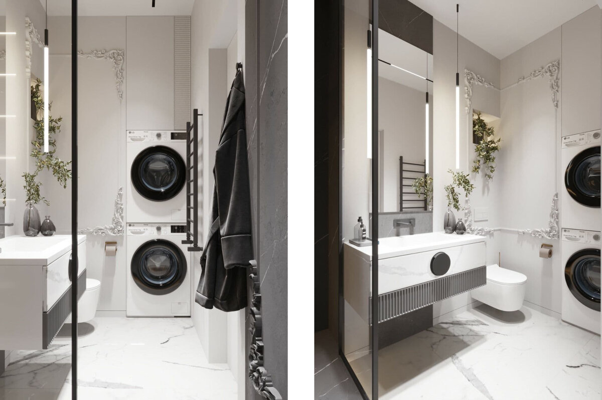 Стиральная и сушильная машины LG с четкими, лаконичными линиями и продуманным дизайном идеально впишутся в классический интерьер.