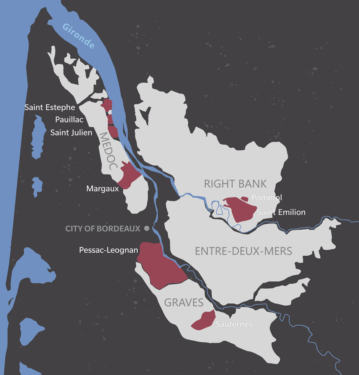 Карта регионов в Бордо