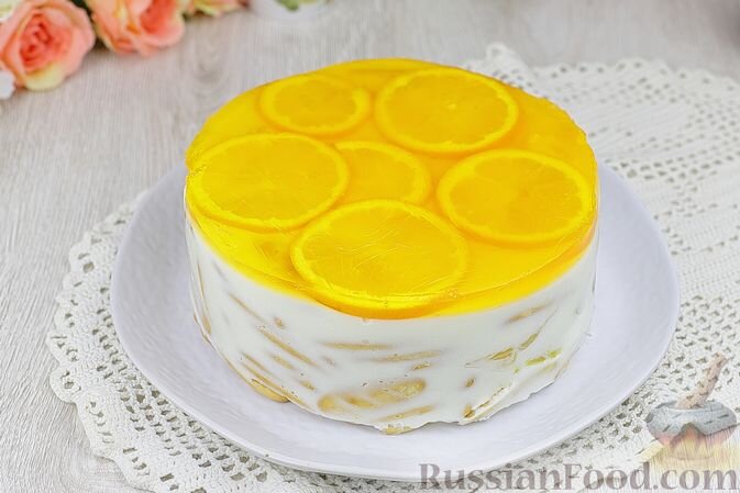 апельсины, крекеры, сметана, сахар, желатин, желе апельсиновое