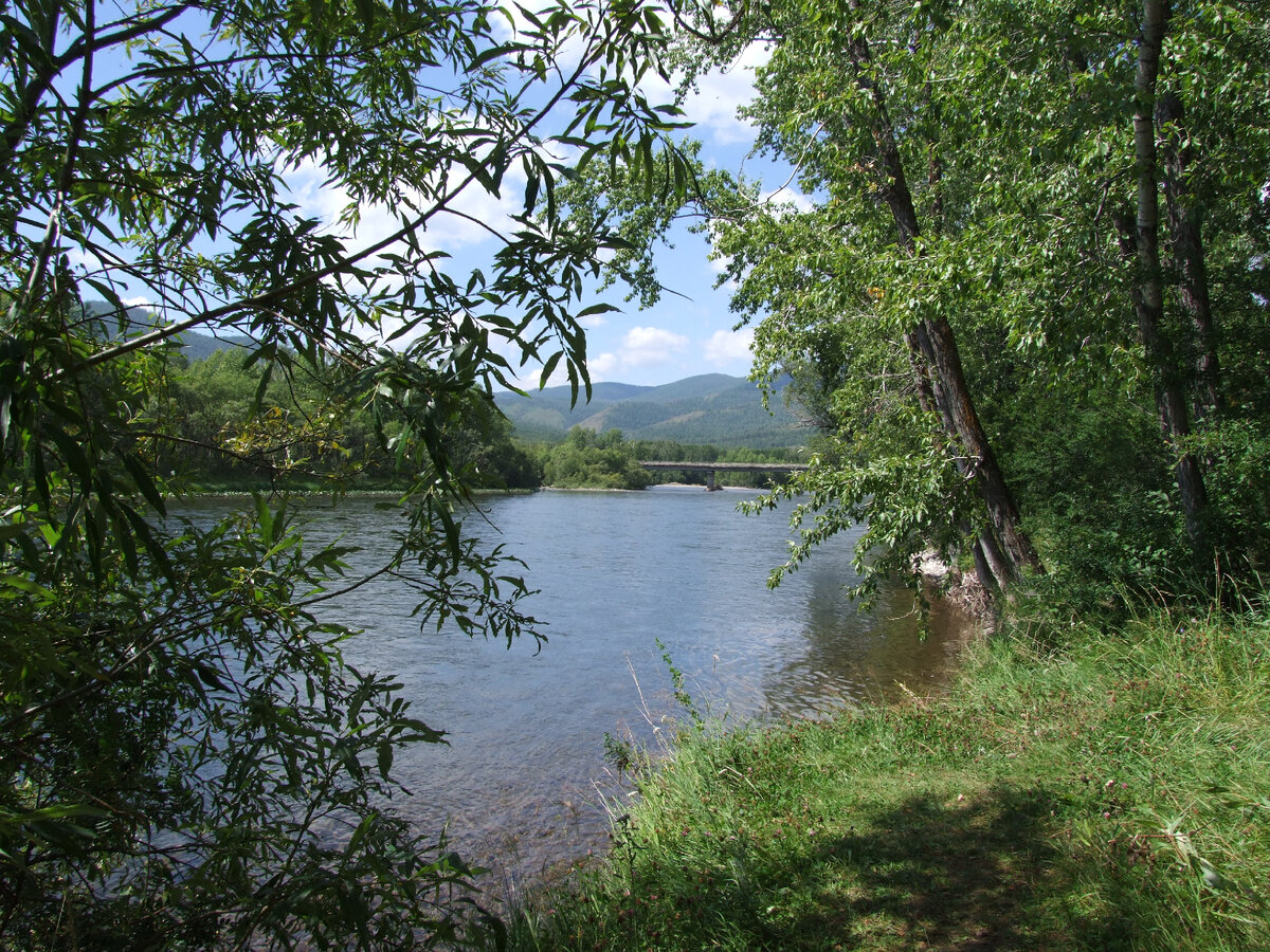 Белый Июс. Вид с берега вниз по течению на Ефремкинский мост