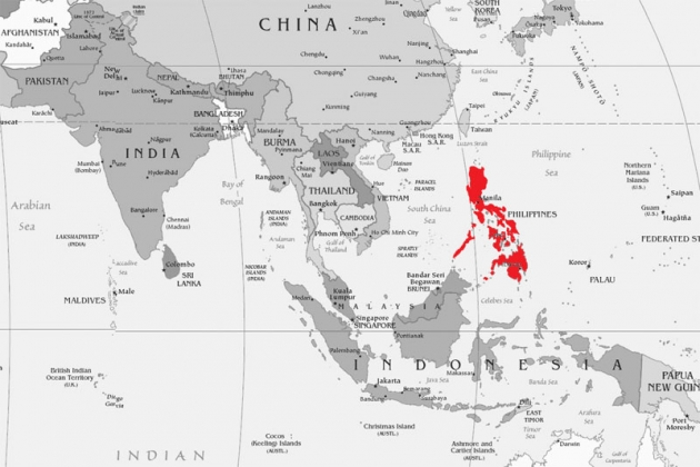 Филиппины на карте Азии. Филиппины границы на карте.