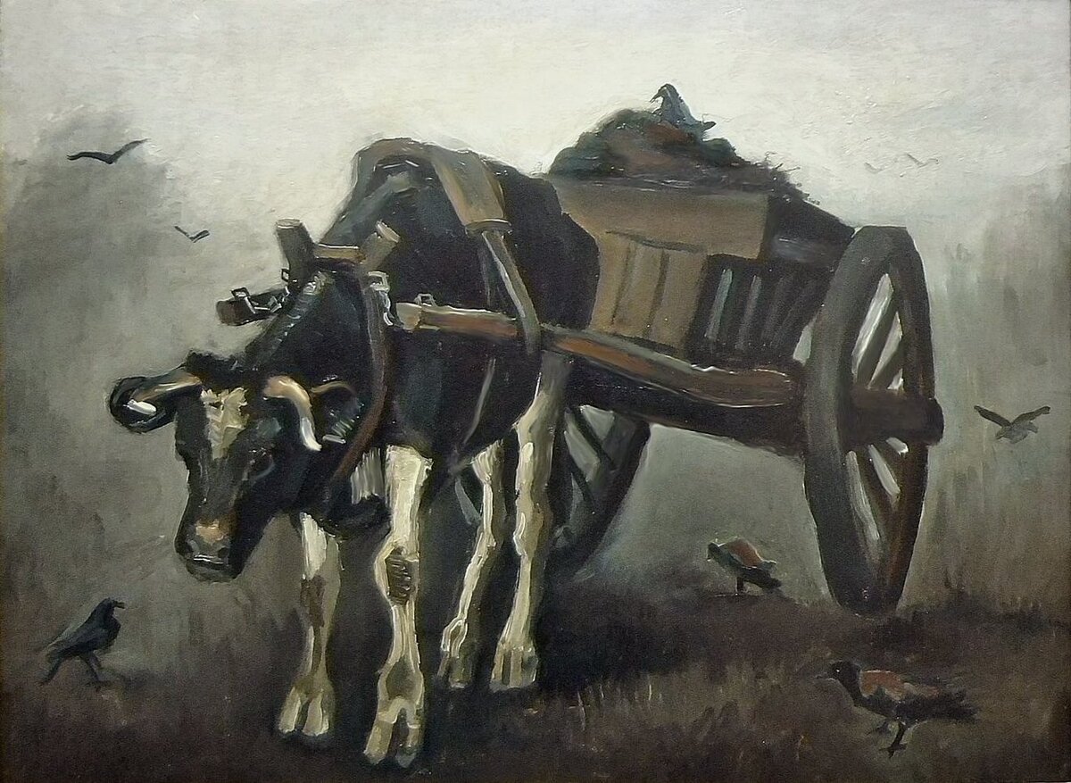 Крестьянин с быком, запряженным в повозку Джованни Фаттори