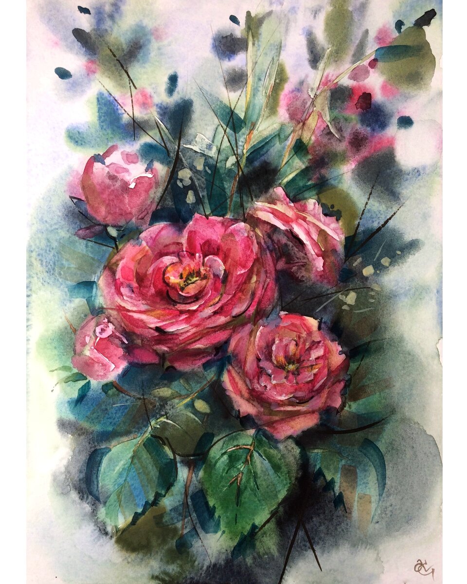 А4, акварель. Первый вариант , первая попытка. Не получилось. 