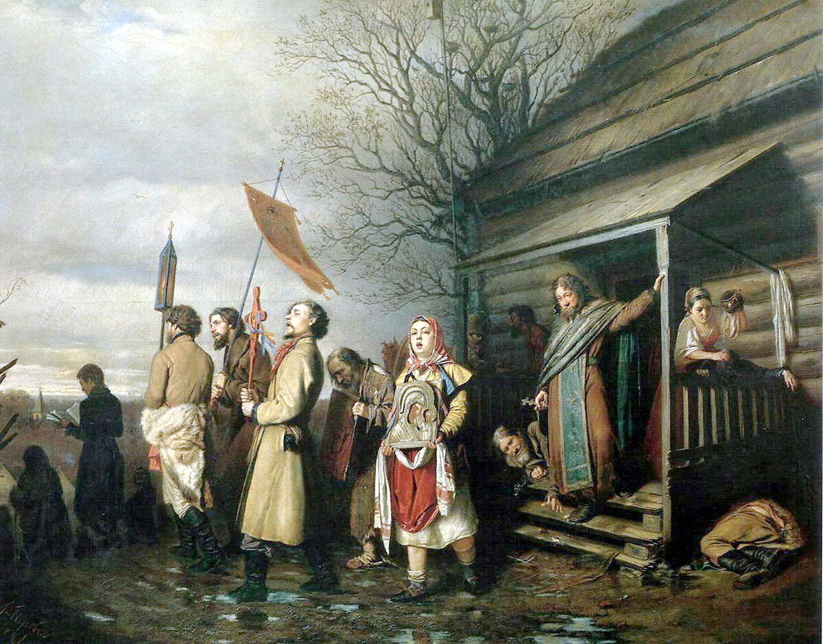 Василий Перов «Сельский крестный ход на Пасху», 1861 год