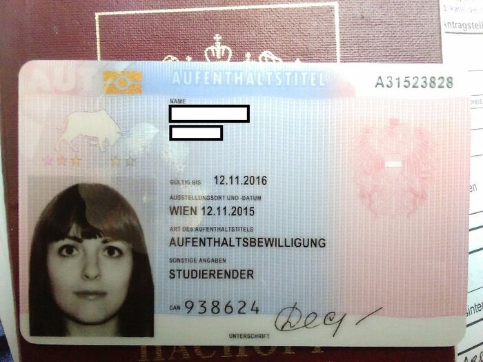 Первый вид на жительство, который я получила осенью 2015 года