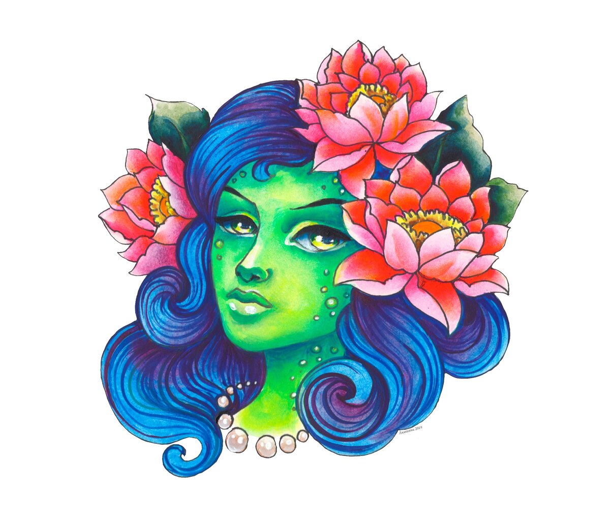 Ирина Лямшина. "Царевна-лягушка". Бумага, маркер, акриловые краски.