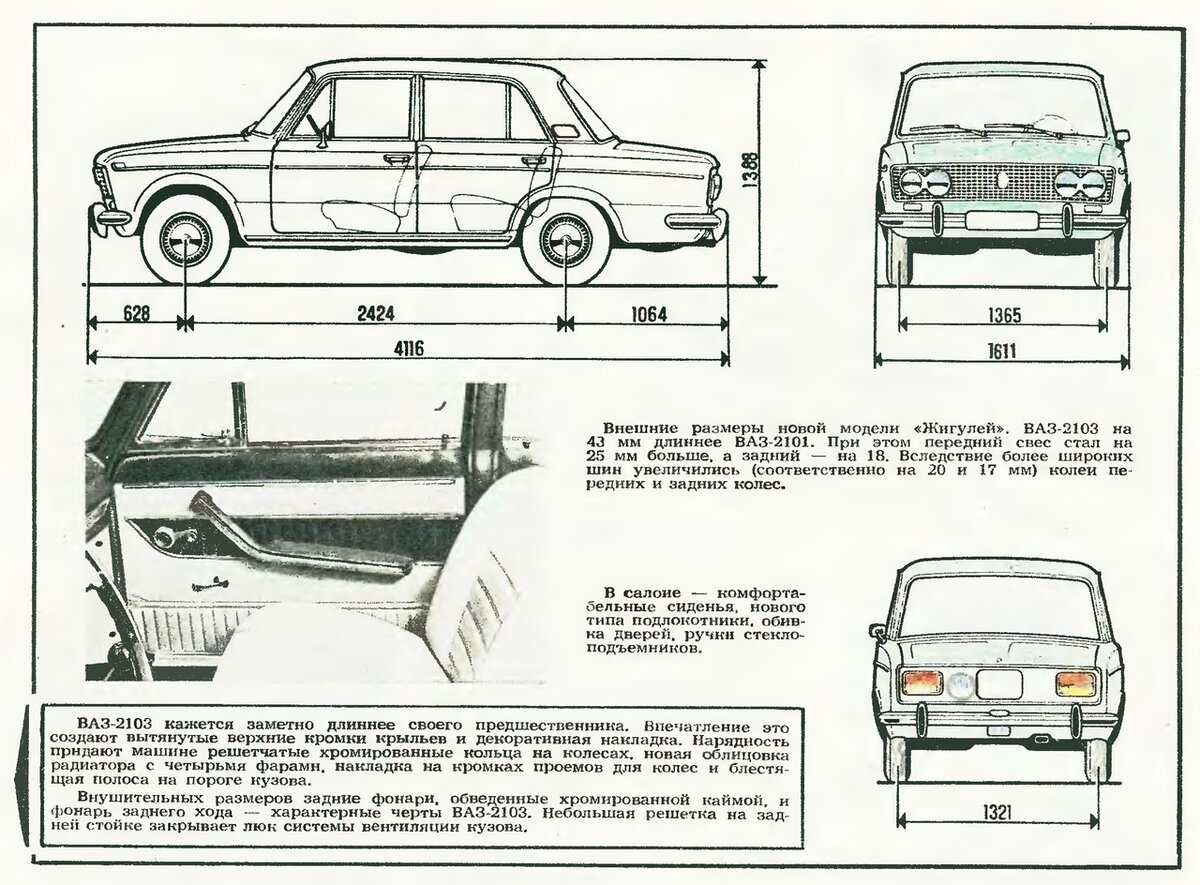 Схема габаритов ваз 2101