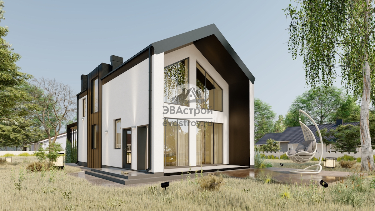  Проект двухэтажного жилого дома в стиле Барнхаус - 107-76