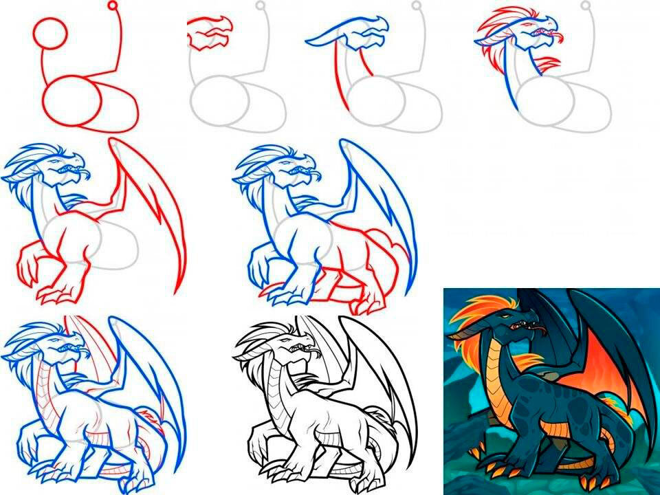 Рисунки дракона карандашом поэтапно для начинающих (33 фото)