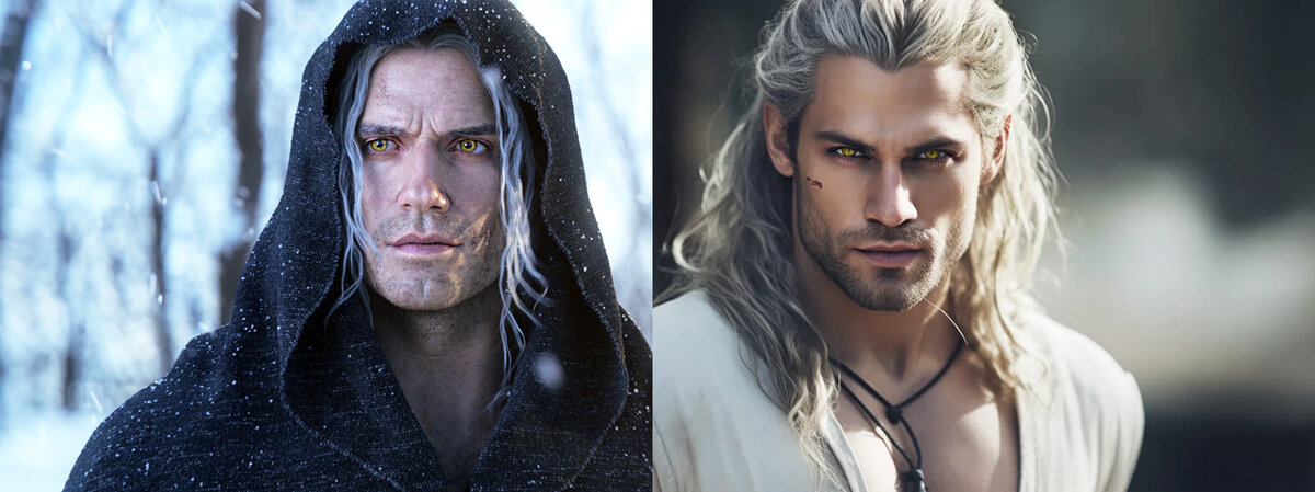 Геральт: сериал / ИИ. Источники t.me и i.ytimg.com 