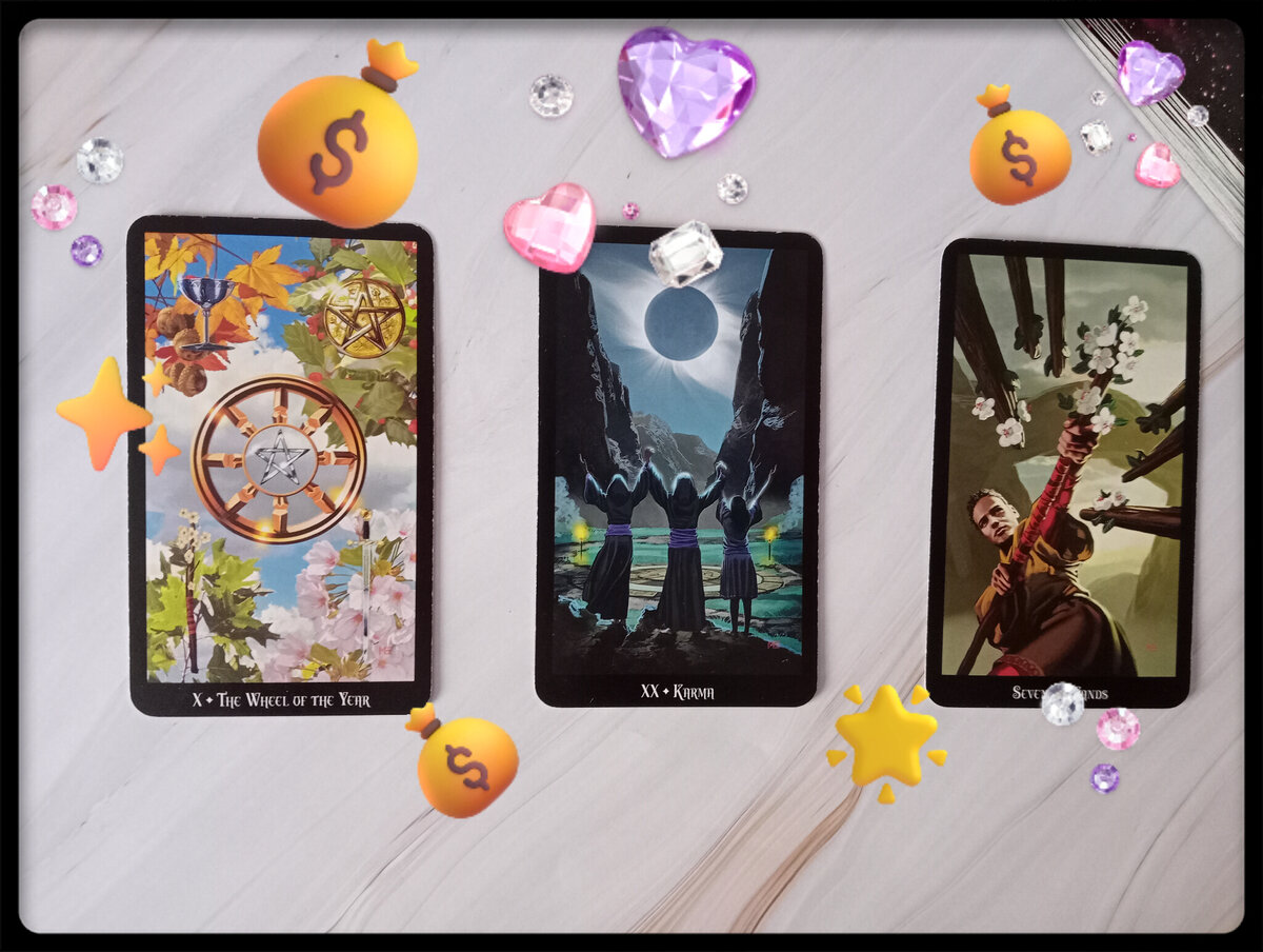Коллаж авторского расклада на колдовском таро