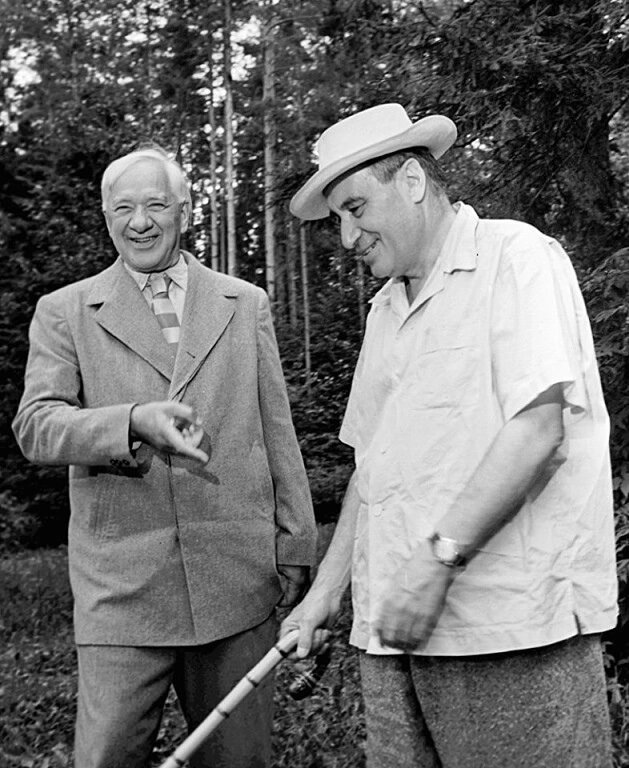 на фото Корней Чуковский и Валентин Катаев на отдыхе в Переделкино