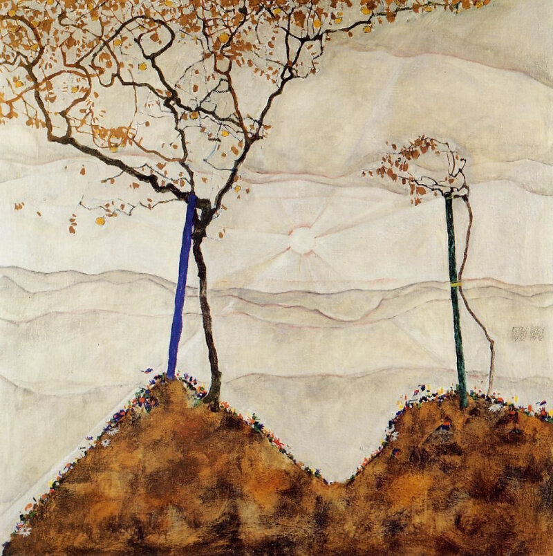Эгон Шиле. Осеннее солнце и деревья. 1912