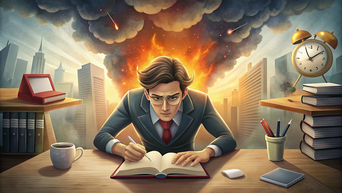 Прокрастинатор решает проблем в последний момент, когда времени уже нет и все сроки уже давно горят