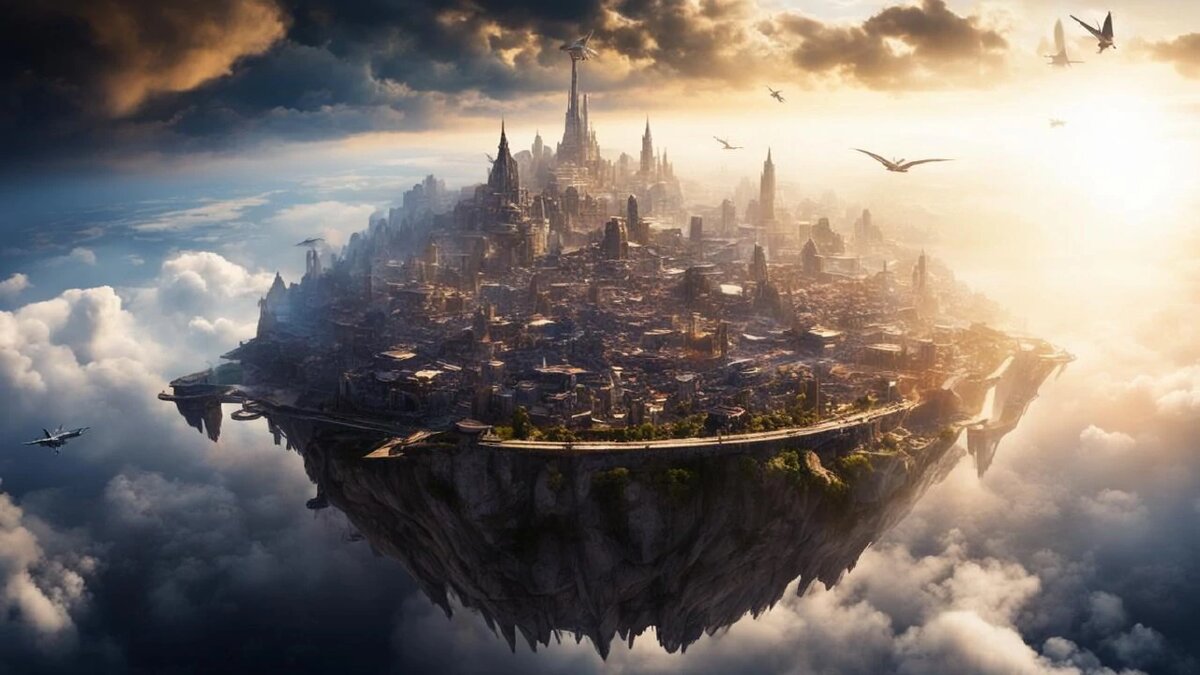 Астральный город в Космосе (создано сервисом Кандинский).