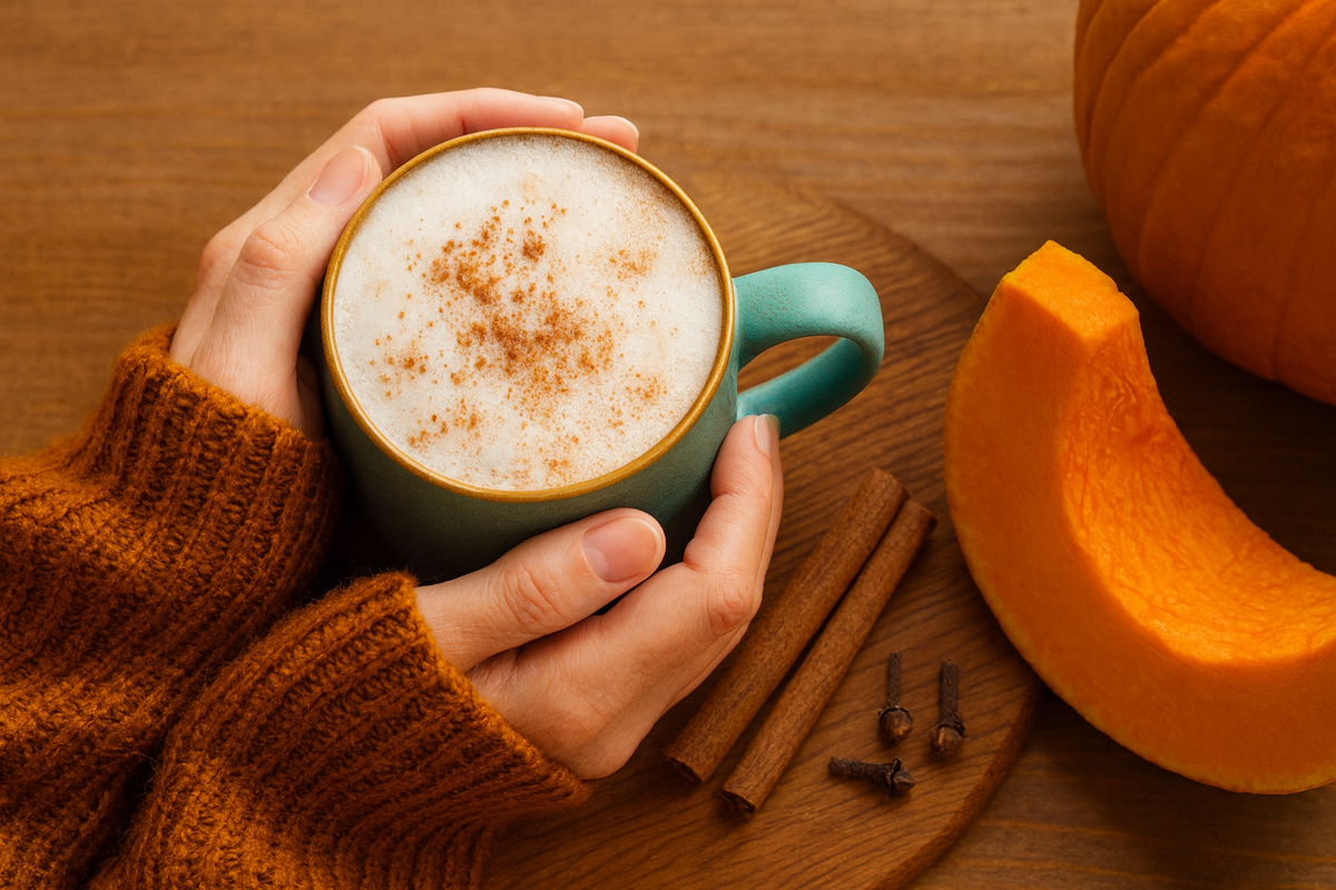 1–2 ч. л. сиропа + эспрессо/крепкий кофе + вспенённое молоко. Осенний латте готов.