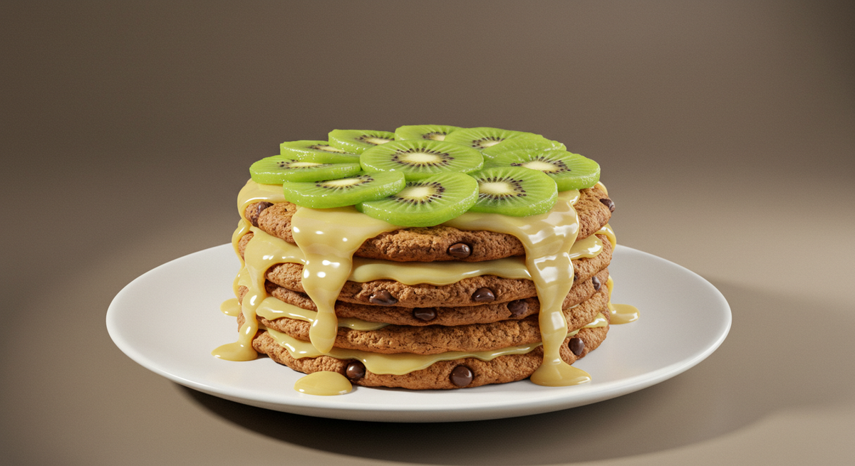 Торт из печенья со сгущенкой и киви